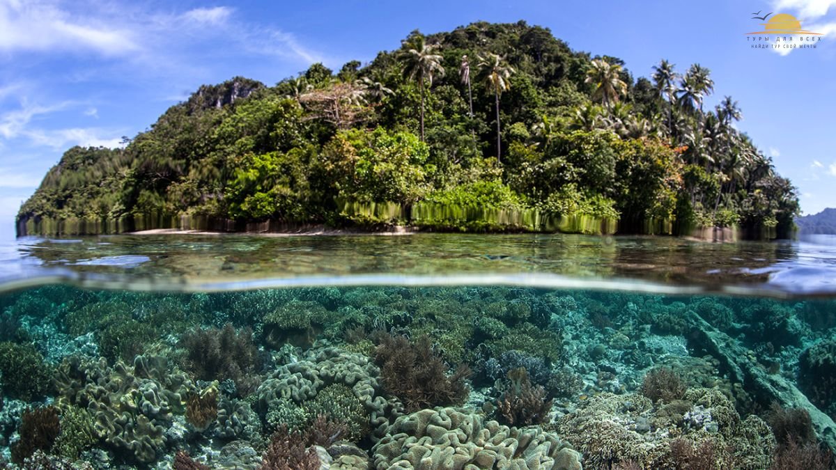 Коралловый риф на островах Раджа Ампат в Индонезии